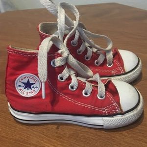 Red high top Converse Chuck Taylor sneakers size 5